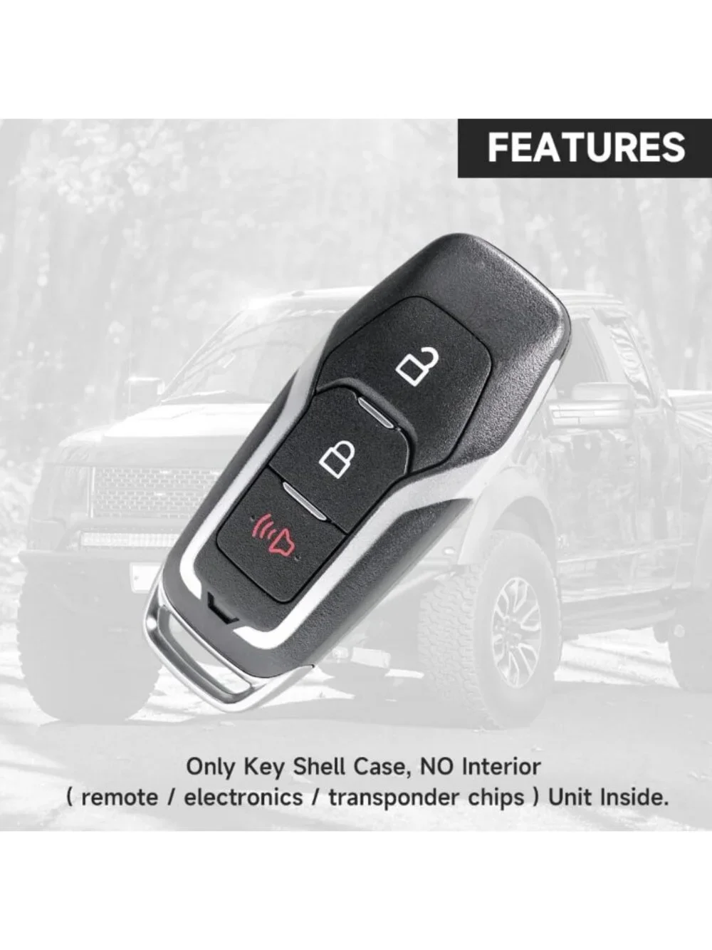 3-Button Key Fob Cover Shell Case Replacement for Ford F-150, Explorer 2015-2017